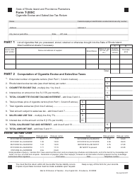 Form T-205C Cigarette Excise and Sales/Use Tax Return - Rhode Island