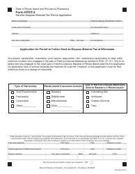 Form HTDT-2 Hard-To-Dispose Material Tax Permit Application - Rhode Island