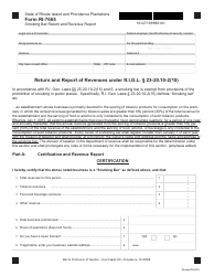Form RI-7665 Smoking Bar Return and Revenue Report - Rhode Island