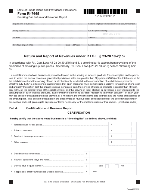 Form RI-7665  Printable Pdf
