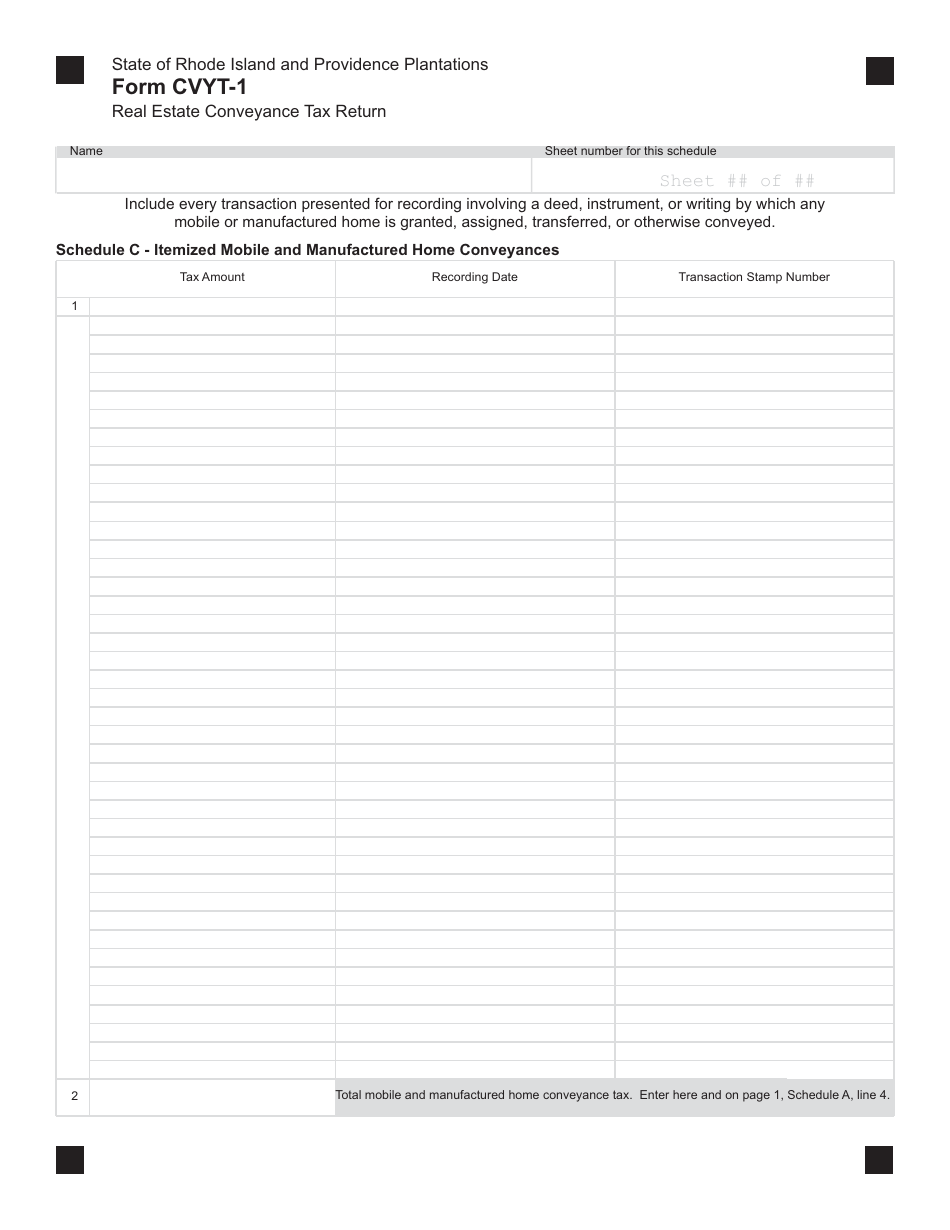 Form CVYT-1 Real Estate Conveyance Tax Return - Rhode Island, Page 3