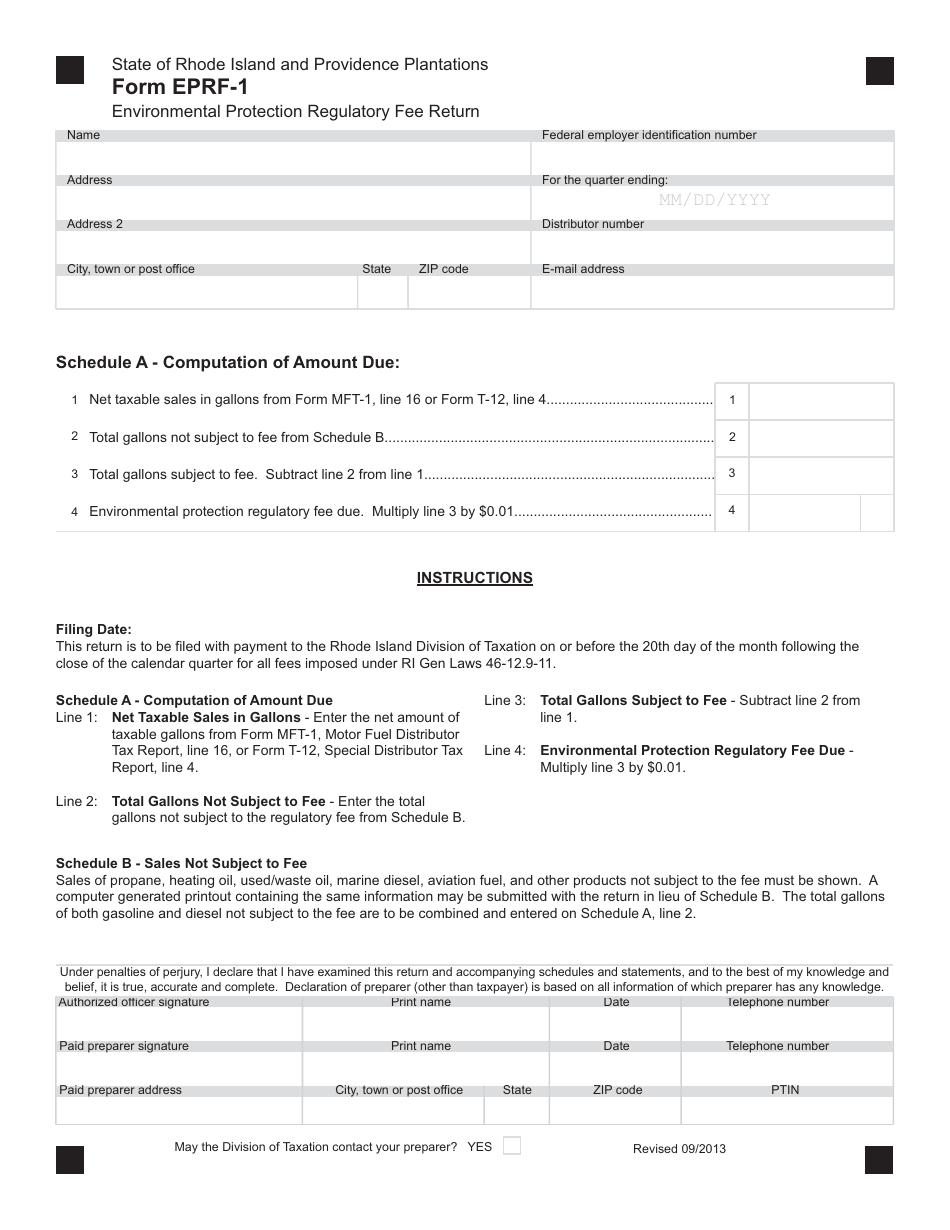 Form EPRF1 Fill Out, Sign Online and Download Fillable PDF, Rhode