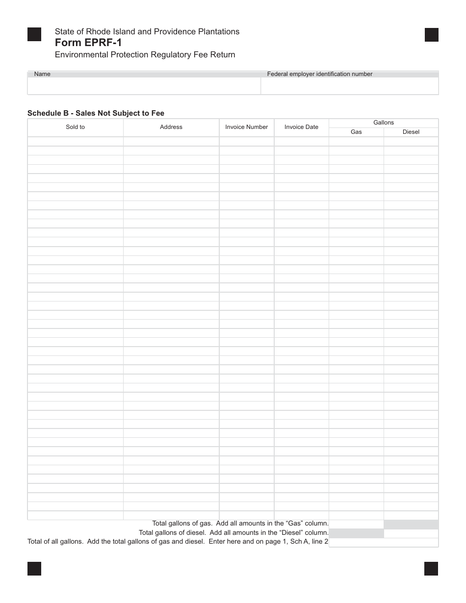 Form EPRF-1 Environmental Protection Regulatory Fee Return - Rhode Island, Page 2