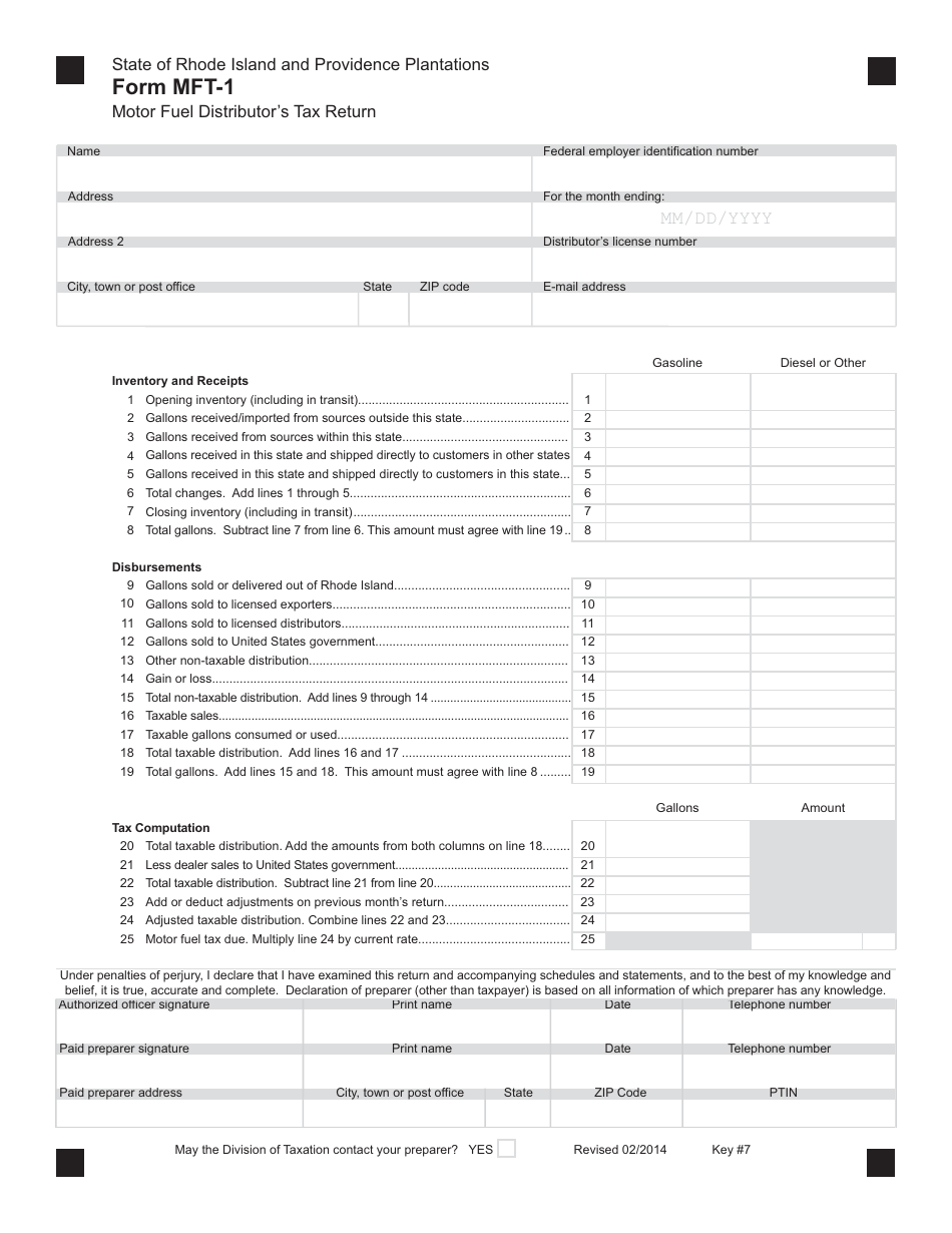 Form MFT1 Fill Out, Sign Online and Download Fillable PDF, Rhode