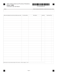 Form T-205 Consumer&#039;s Use Tax Return - Rhode Island, Page 2