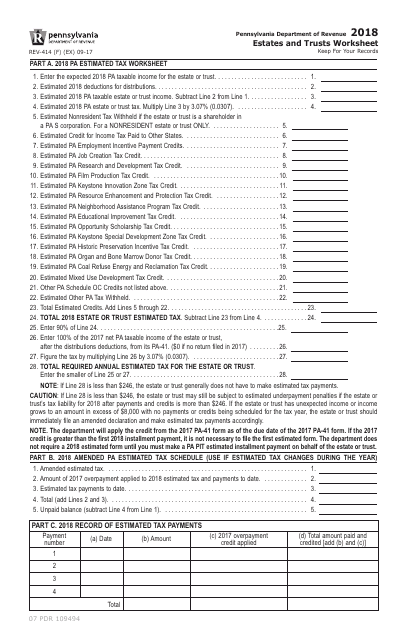 Form REV-414 (F) 2018 Printable Pdf