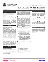Form PA-40 W Schedule W Employment Incentive Payment Credit - Pennsylvania, Page 3