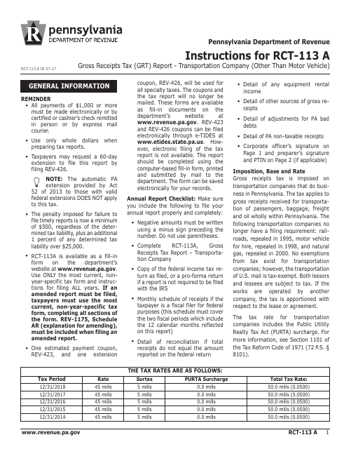 Form RCT-113A  Printable Pdf
