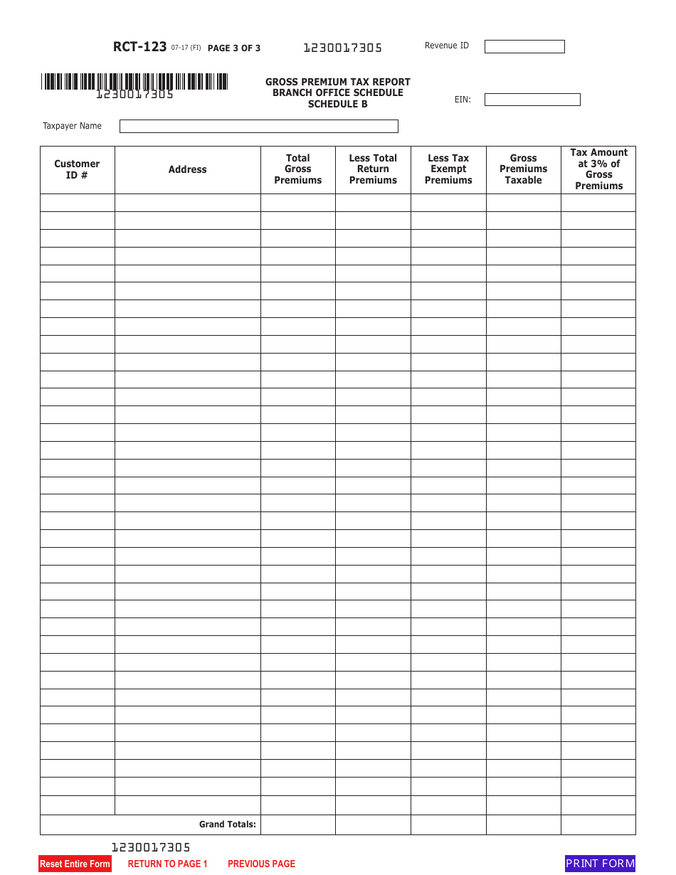 Form RCT-123 - Fill Out, Sign Online and Download Fillable PDF ...