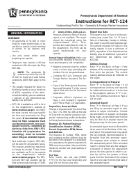 Instructions for Form RCT-124 Underwriting Profits Tax - Domestic &amp; Foreign Marine Insurance - Pennsylvania