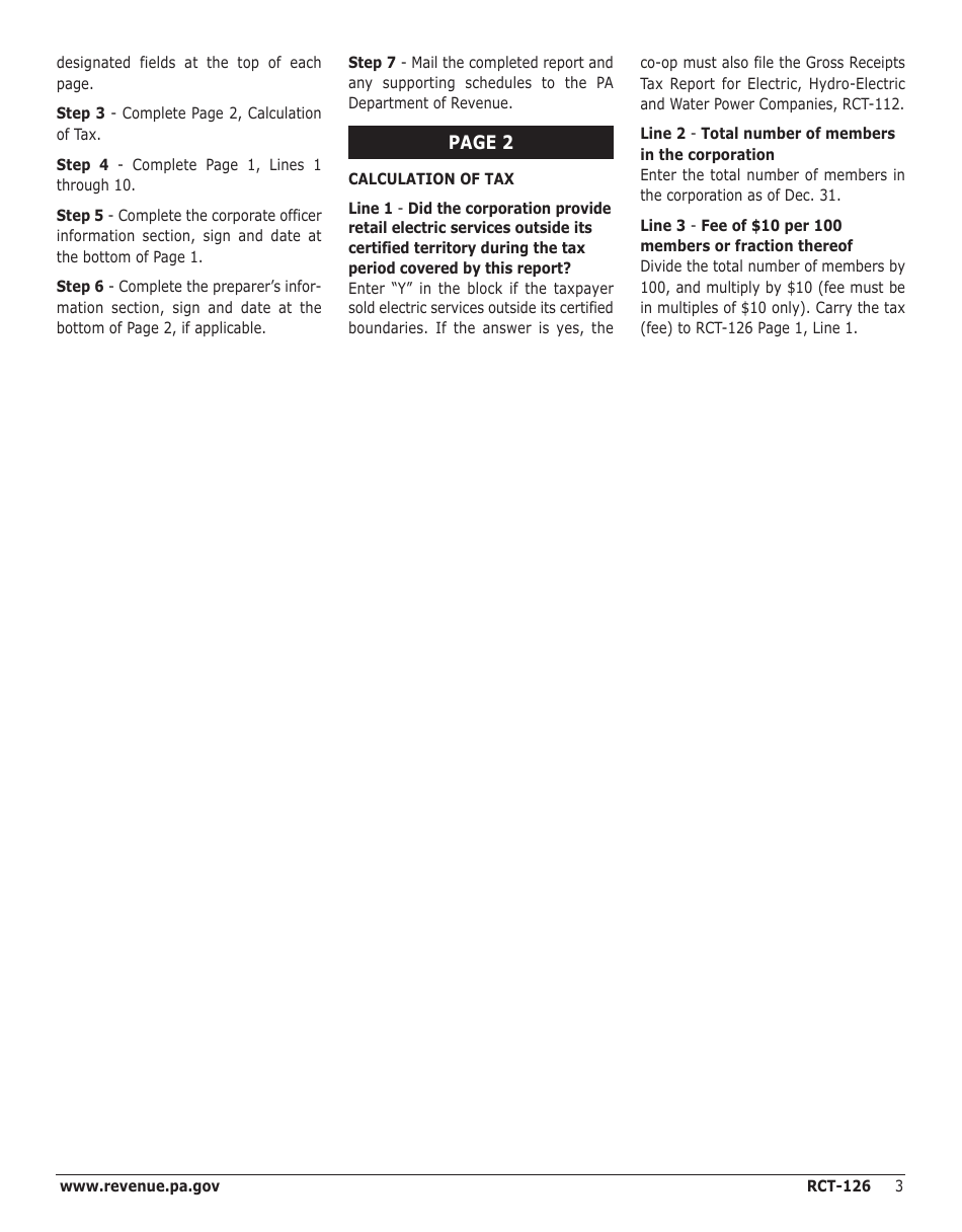 Instructions for Form RCT-126 Membership Report - Electric Cooperative Corporations - Pennsylvania, Page 3