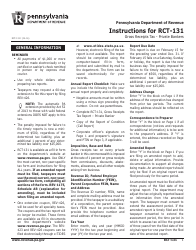 Instructions for Form RCT-131 Gross Receipts Tax - Private Bankers - Pennsylvania