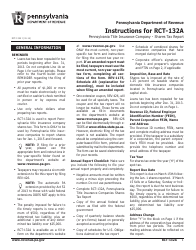 Instructions for Form RCT-132A Pennsylvania Title Insurance Company - Shares Tax Report - Pennsylvania