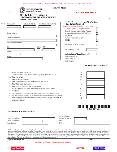 Form RCT-132 B  Printable Pdf