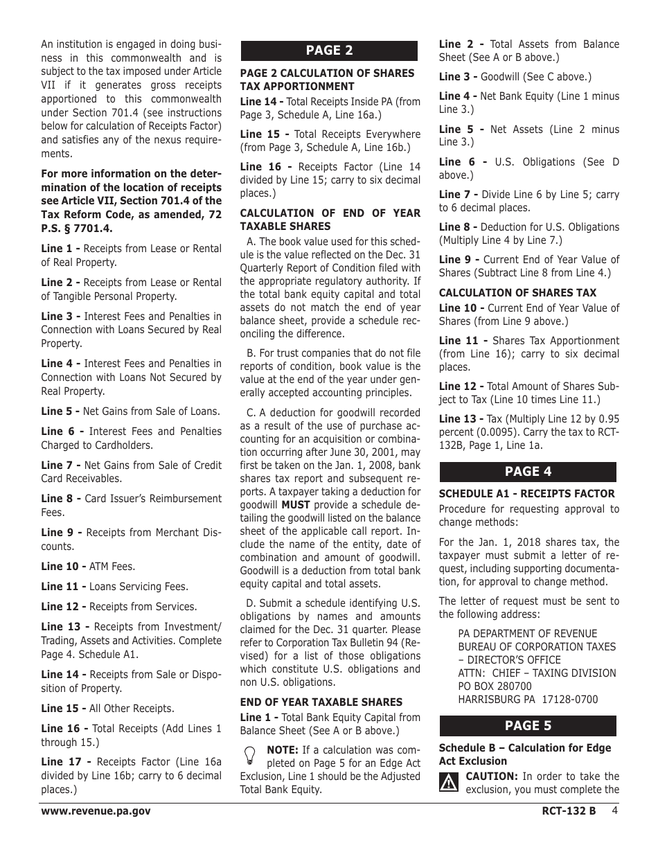 Form RCT-132 B Pennsylvania Bank and Trust Company Shares Tax Report - Pennsylvania, Page 10