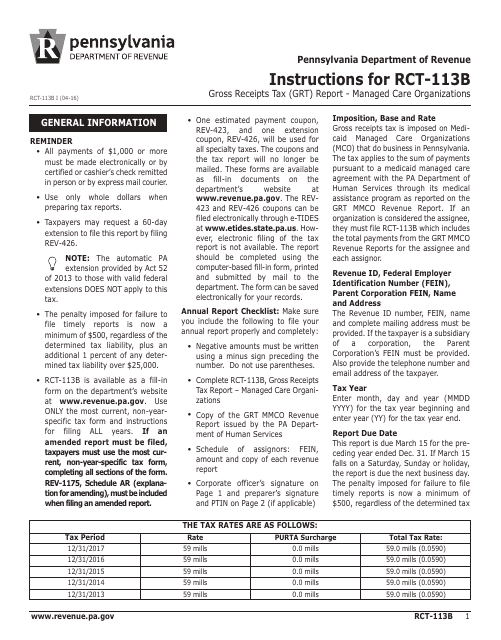 Form RCT-113B  Printable Pdf