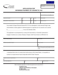 Document preview: Form 150-105-002 Application for Deferred Payment of Cigarette Tax - Oregon