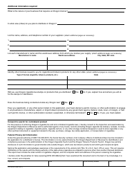 Form 150-105-001 Application for Distributor/Wholesaler License - Oregon, Page 2