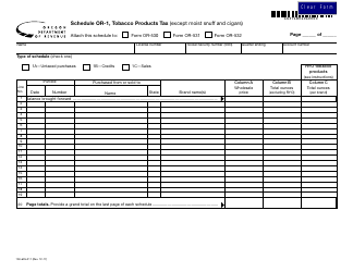 Document preview: Form 150-605-011 Schedule OR-1 Tobacco Products Tax (Except Moist Snuff and Cigars) - Oregon