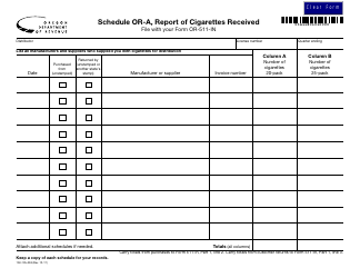Document preview: Form 150-105-053 Schedule OR-A Report of Cigarettes Received - Oregon