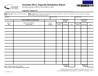Document preview: Form 150-105-052 Schedule OR-C Cigarette Distribution Report - Oregon