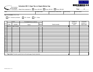 Form 150-605-016 Schedule OR-7 Cigar Tax on Cigars Below Cap - Oregon