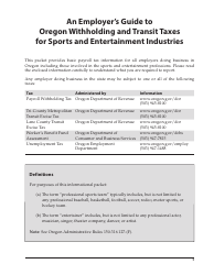 Form 150-206-695 An Employer&#039;s Guide to Oregon Withholding and Transit Taxes for Sports and Entertainment Industries - Oregon, Page 3