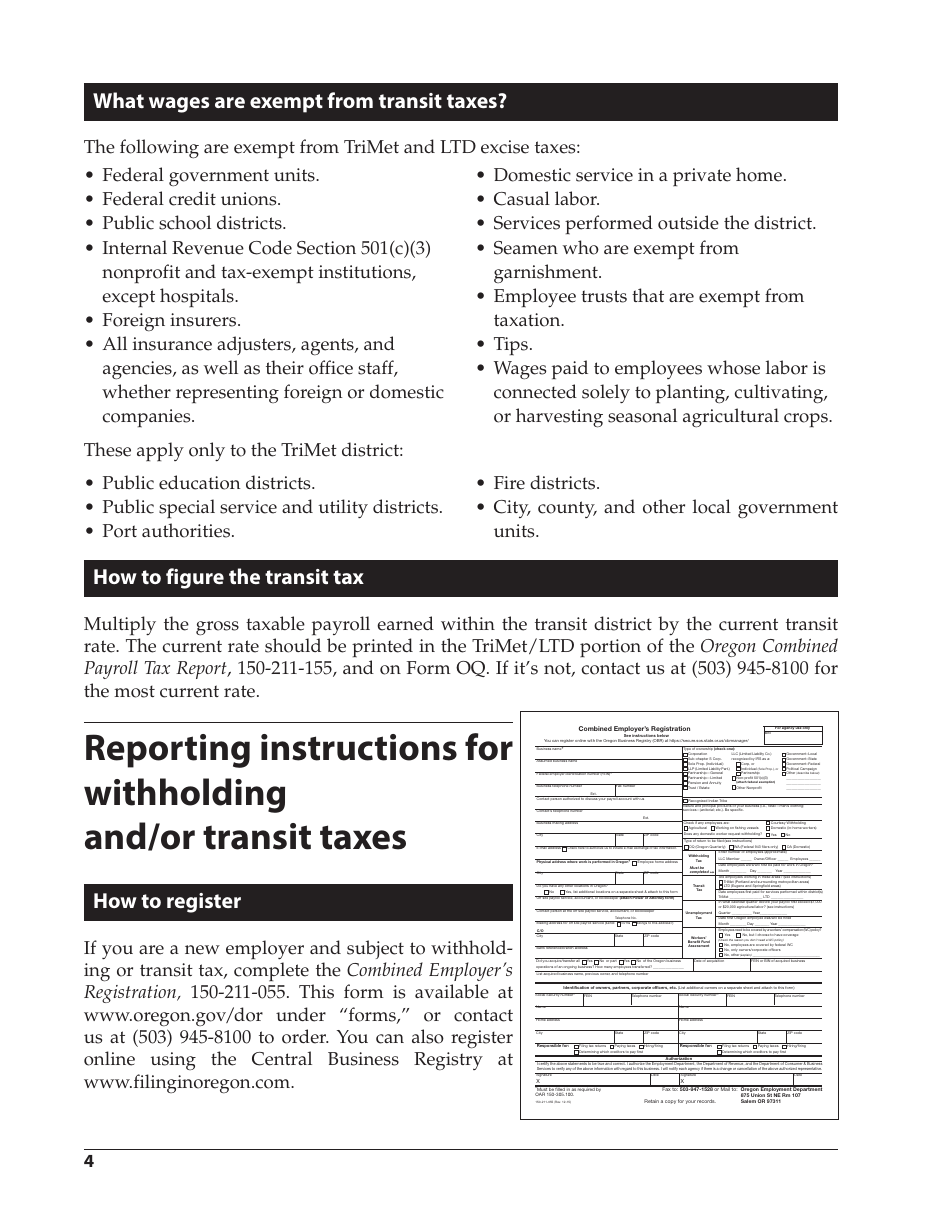 Form 150-206-695 An Employers Guide to Oregon Withholding and Transit Taxes for Sports and Entertainment Industries - Oregon, Page 6