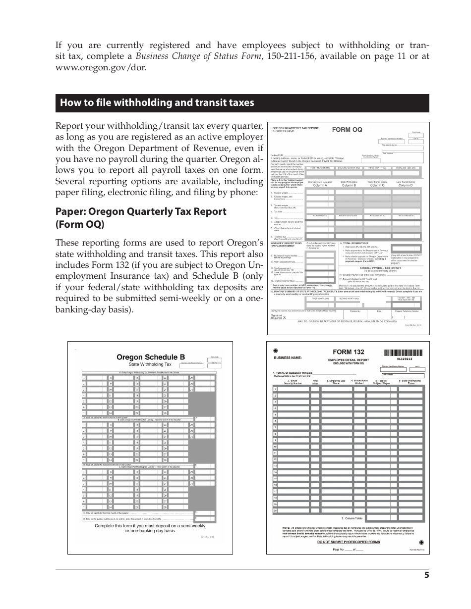 Form 150-206-695 An Employers Guide to Oregon Withholding and Transit Taxes for Sports and Entertainment Industries - Oregon, Page 7