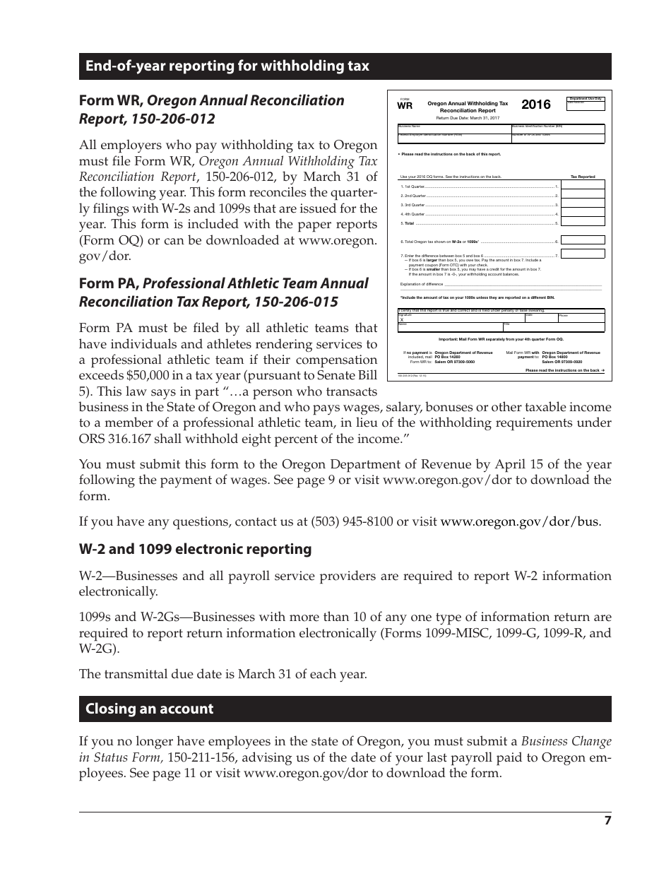 Form 150-206-695 An Employers Guide to Oregon Withholding and Transit Taxes for Sports and Entertainment Industries - Oregon, Page 9