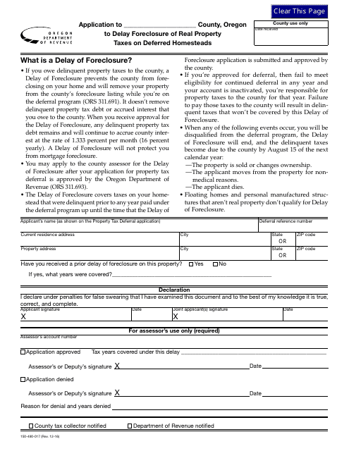 Form 150-490-017  Printable Pdf