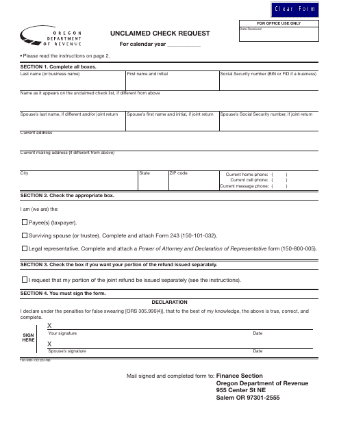 Form 150-800-732  Printable Pdf
