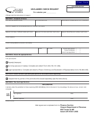 Form 150-800-732 Unclaimed Check Request - Oregon
