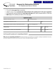 Form 150-490-019 Request for Retroactive Deferral for Disabled and Senior Citizens - Oregon, Page 2