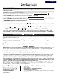 Document preview: Form 150-303-082 Oregon Enterprise Zone Authorization Approval - Oregon