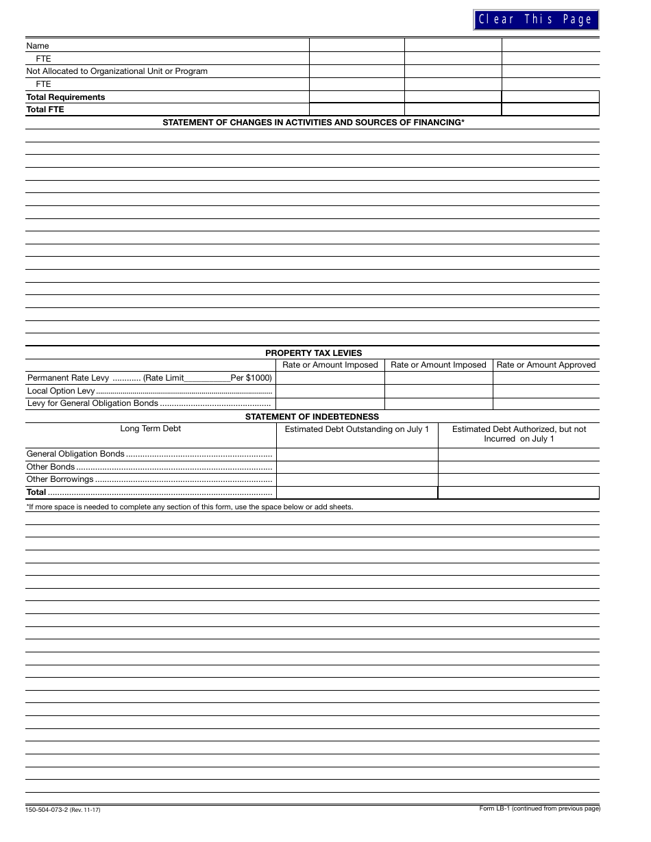 Form 150-504-073 Local Budget Law and Notice of Property Tax - Forms and Instructions for Municipal Corporations - Oregon, Page 22