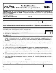 Form OR-TCA &quot;Tax Credit Auction - Bidder Information and Agreement Form&quot; - Oregon
