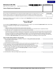 Document preview: Form 150-101-168 Worksheet or-Crc - Claim of Right Income Repayments - Oregon
