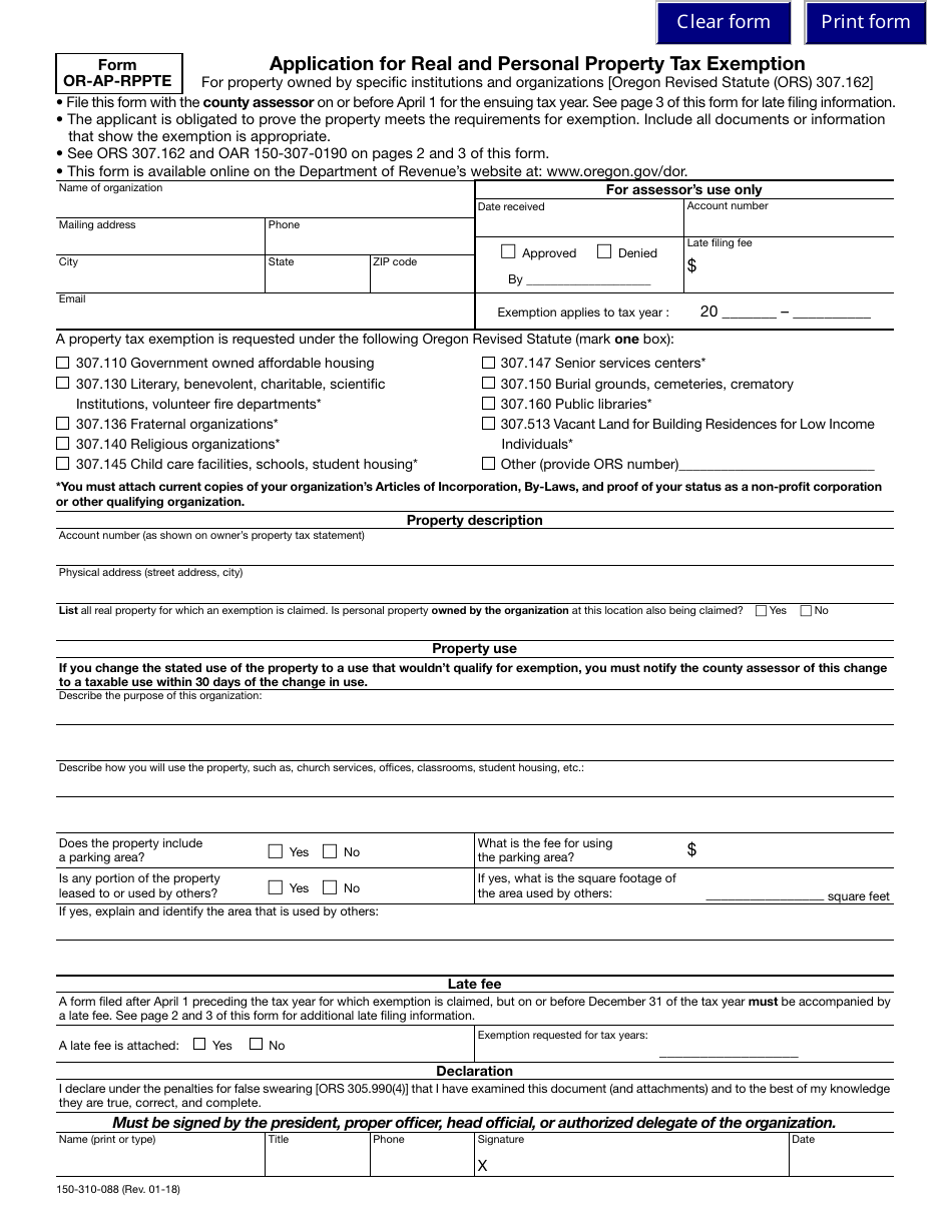 Form OR-AP-RPPTE - Fill Out, Sign Online and Download Fillable PDF ...