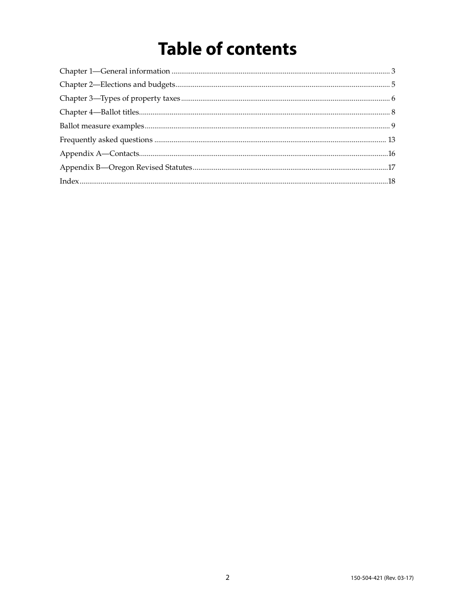 Form 150-504-421 Tax Election Ballot Measures - Oregon, Page 2