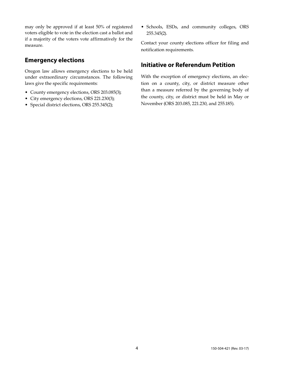 Form 150-504-421 Tax Election Ballot Measures - Oregon, Page 4