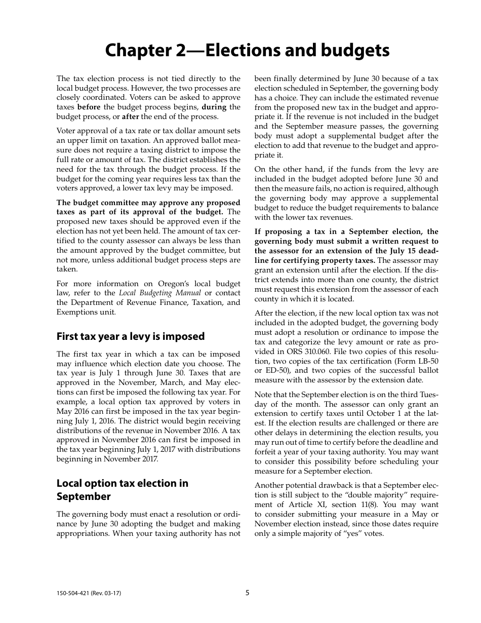 Form 150-504-421 Tax Election Ballot Measures - Oregon, Page 5
