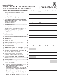 OTC Form OW-8-ES-SUP Annualized Estimated Tax Worksheet - Oklahoma