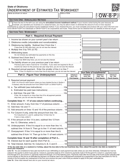 OTC Form OW-8-P 2017 Printable Pdf