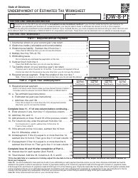 OTC Form OW-8-P Worksheet for Underpayment of Estimated Tax - Oklahoma