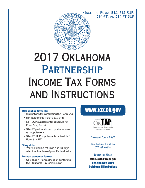 Oklahoma Partnership Income Tax Forms and Instructions - Oklahoma Download Pdf