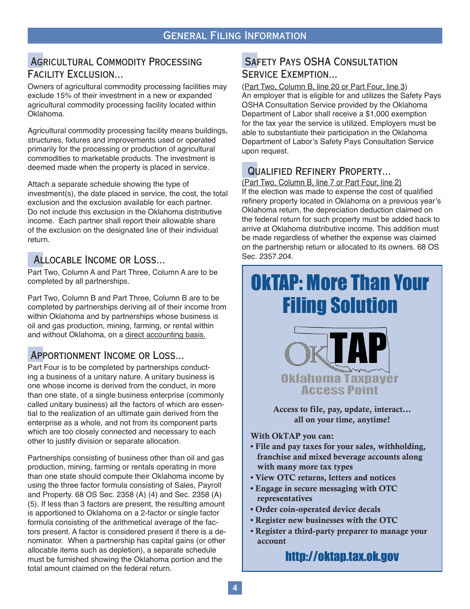 Oklahoma Partnership Income Tax Forms and Instructions - Oklahoma, Page 4