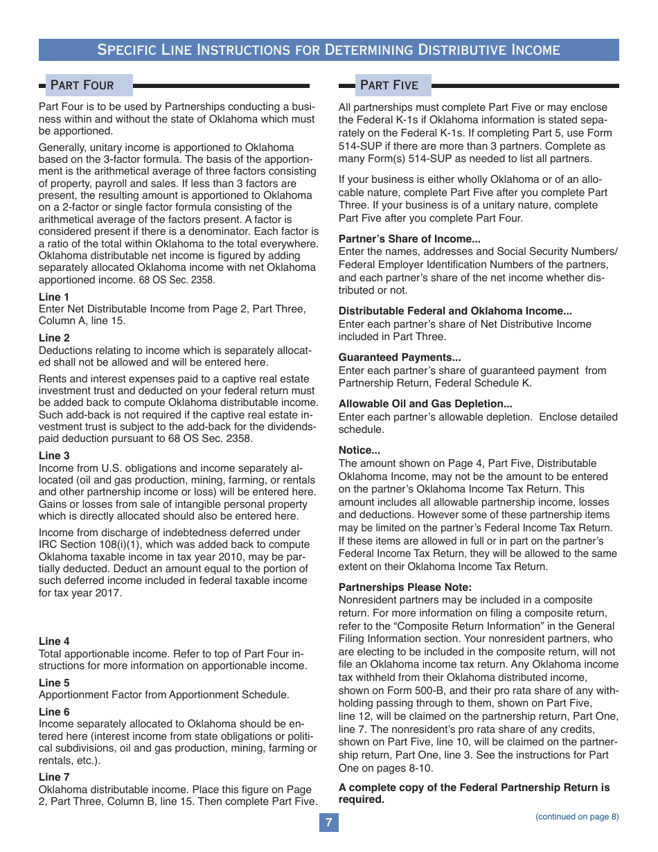 Oklahoma Partnership Income Tax Forms and Instructions - Oklahoma, Page 7