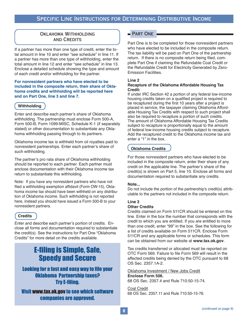 2017 Oklahoma Oklahoma Partnership Tax Forms and Instructions Fill Out, Sign Online and