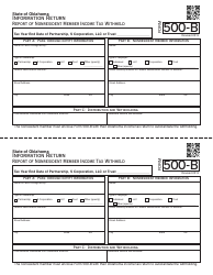OTC Form 500-B Information Return - Report of Nonresident Member Income Tax Withheld - Oklahoma